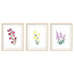 Set of Three Floral Watercolour Prints-Bessiebelle